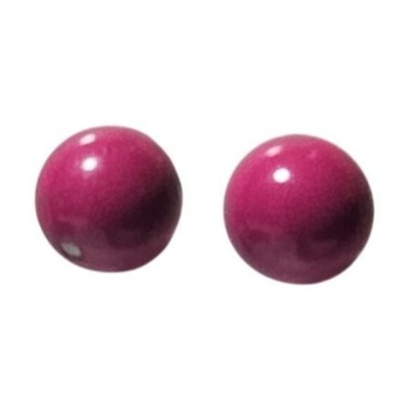 Retro Pink Ball Stud Earrings Classic Minimalist Fashion Jewelry Women - Picture 1 of 3